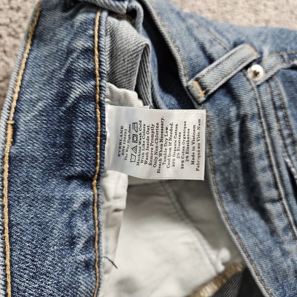 Everlane Jeans Womens 34 Blue The Way High Jean Straight Leg Denim Distressed - Picture 5 of 13